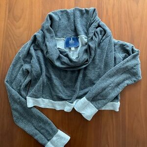 Anthropologie Iris & Navy Cowl Neck Cropped Cotton Sweater, EUC